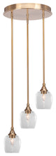Empire 3-Light Cluster Pendalier, New Age Brass/Clear Bubble