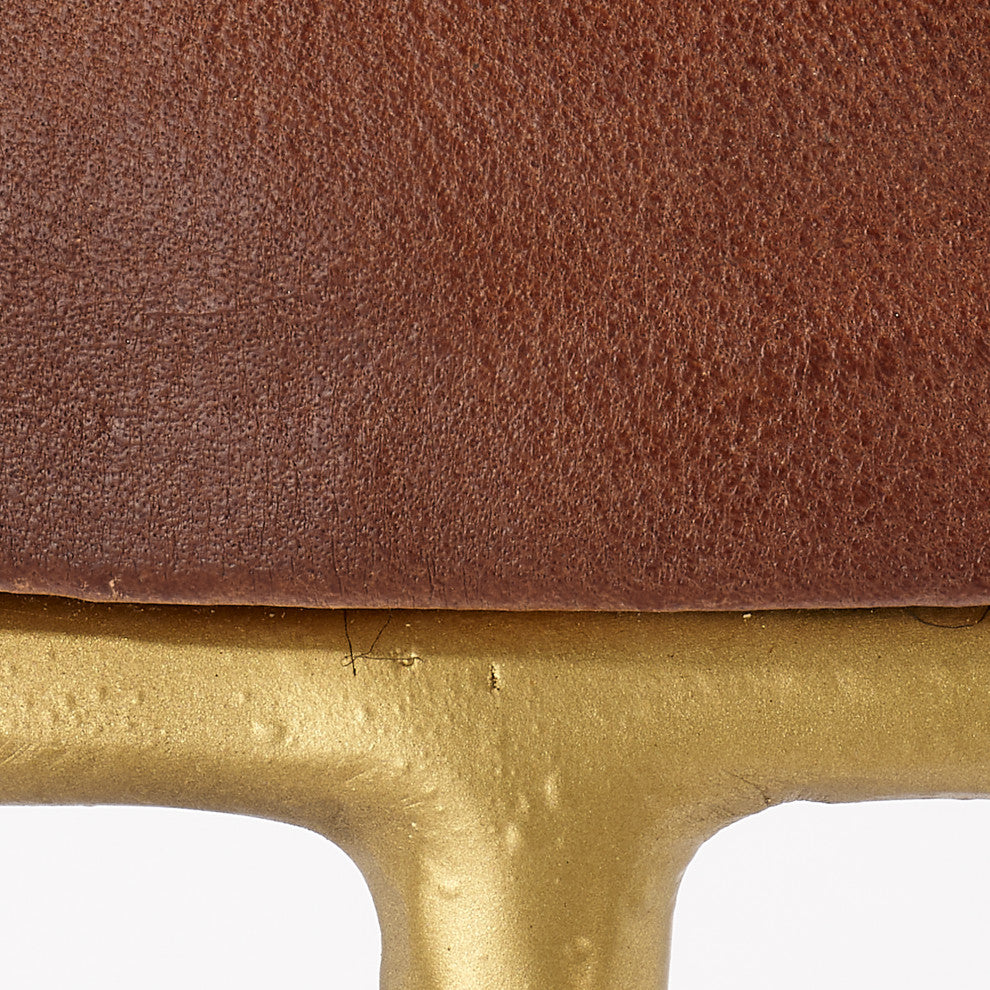 Henry Round Leather Bar Stool, Brown