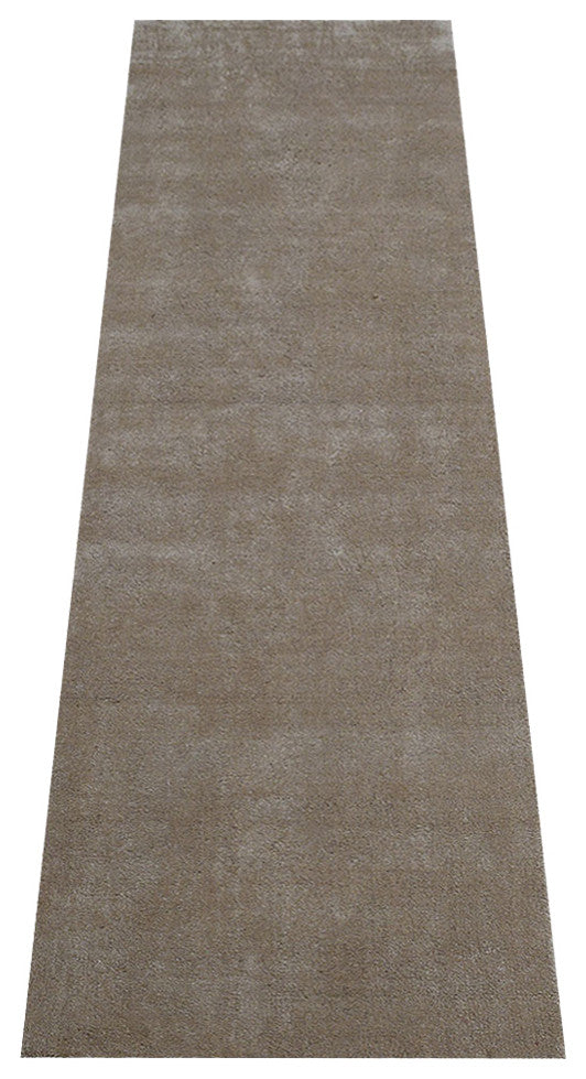 Hand Knotted Loom Silk Mix Area Rug Solid Beige