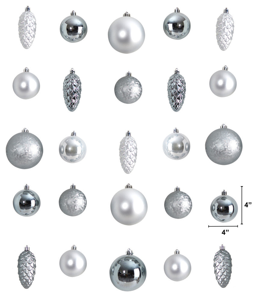 Holiday Xmas 23 Count Lux Shatterproof Ornament Set With Re-Usable Container