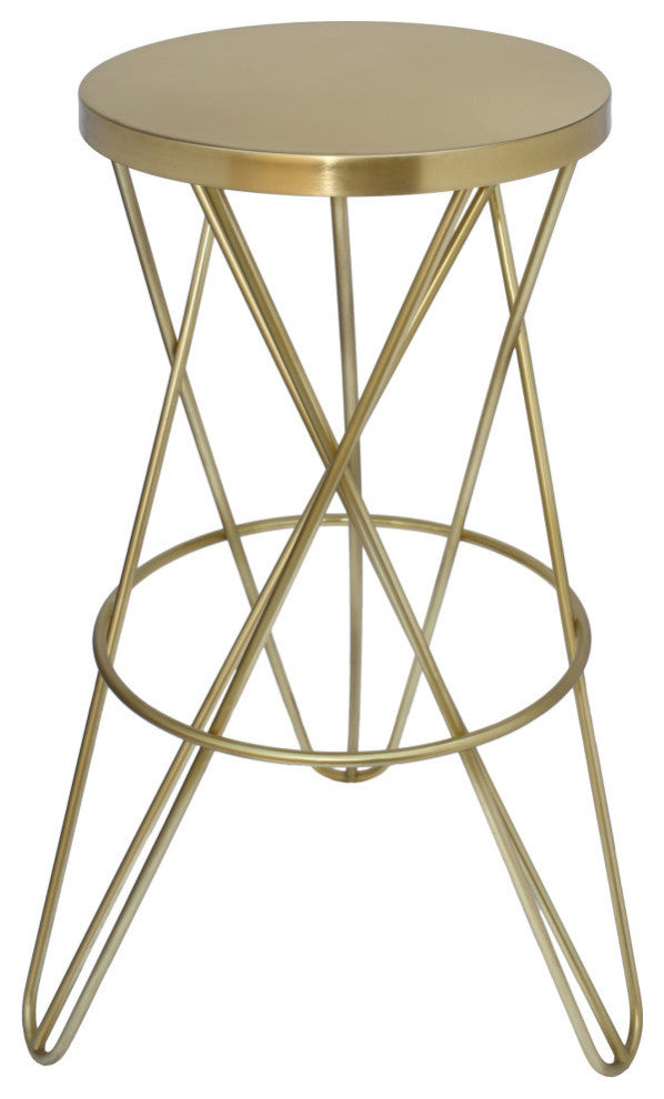 Mercury Iron / Powder Coated Stool, Brushed Gold/Gold, Bar Height