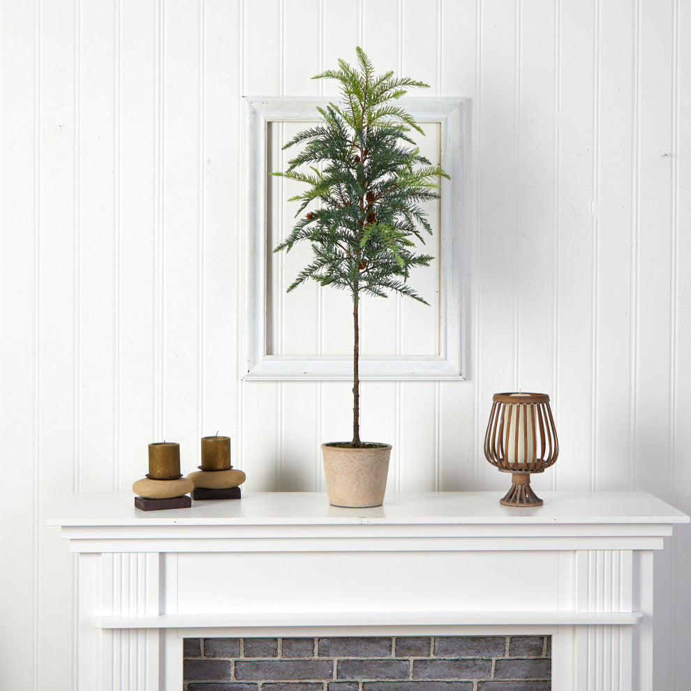3.5' Winnipeg Artificial Pine Tree, Decorative Planter