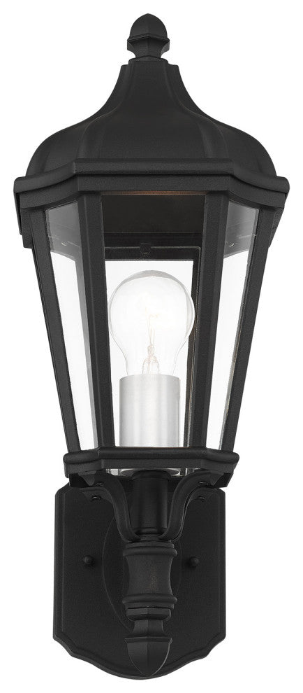 Morgan 1 Light Textured Black/Silver Cluster Small Up Outdoor Wall Lantern