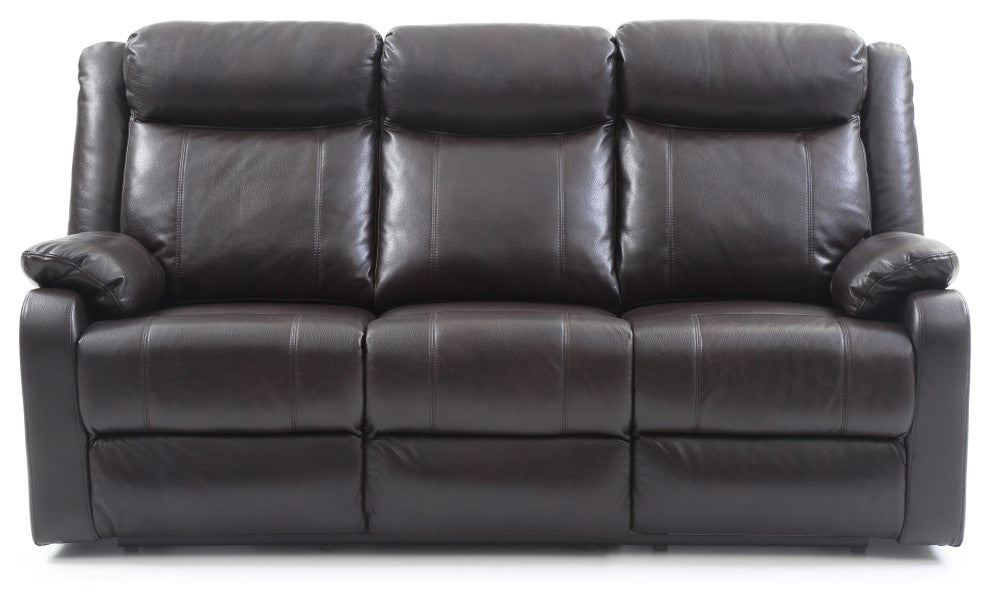 Wendover Faux Leather Double Reclining Sofa, Dark Brown