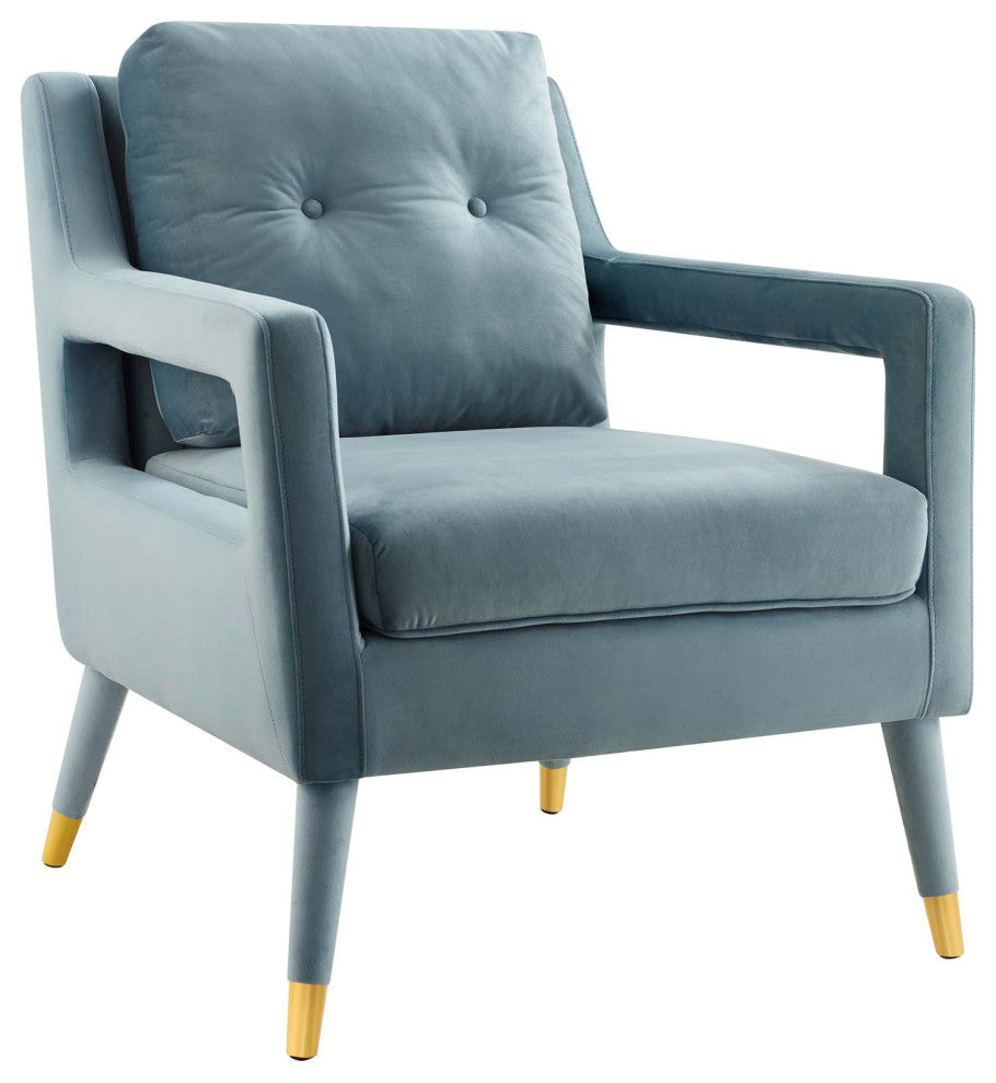 Premise Accent Lounge Performance Velvet Armchair Light Blue