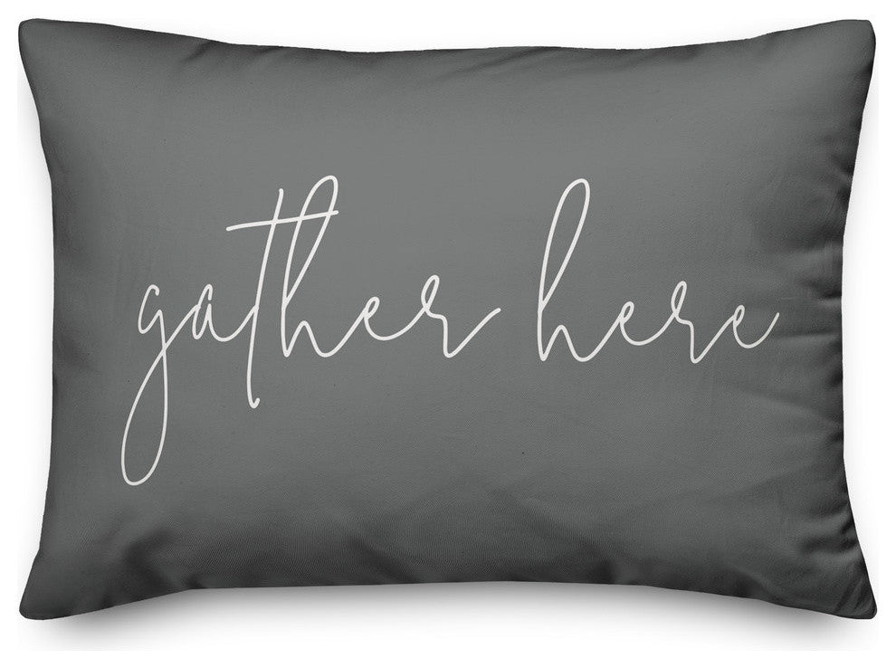 Gather Here Thin Script Outdoor Lumbar Pillow
