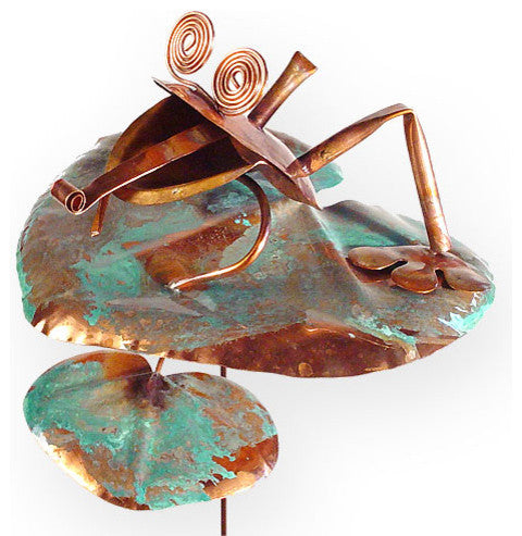 Copper Frog Garden Stake