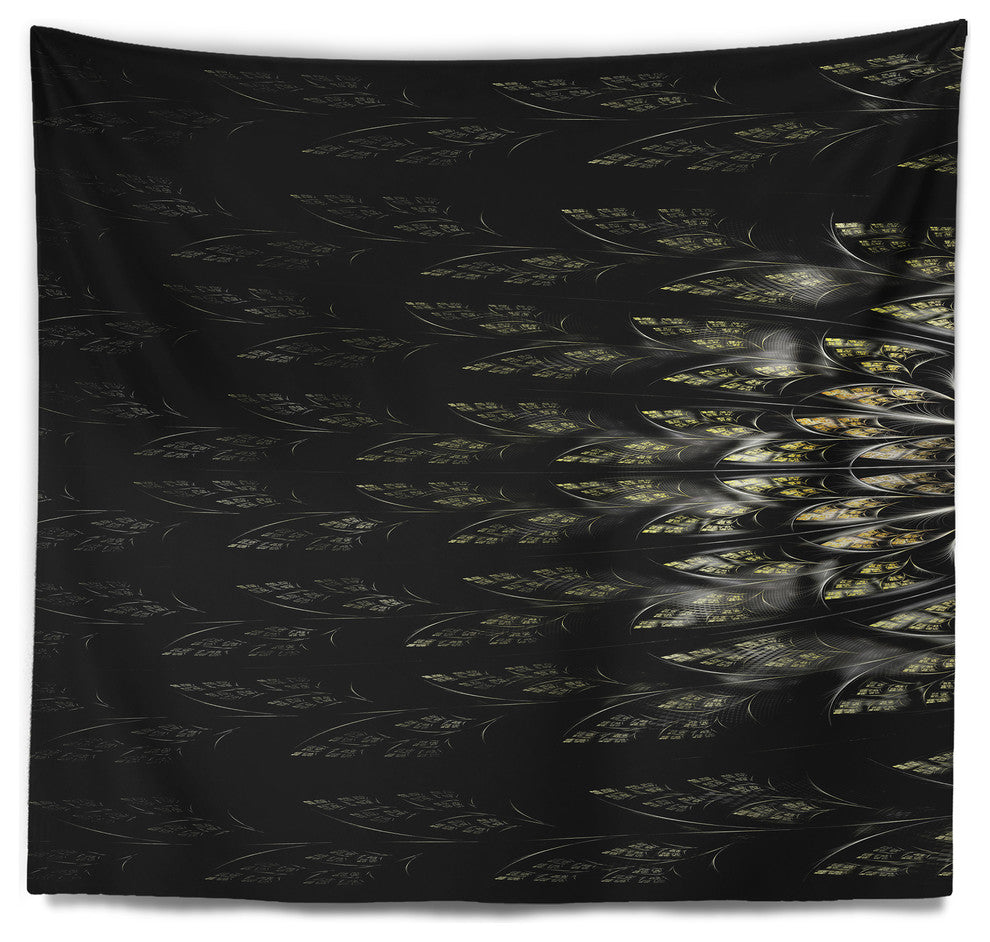 Glowing Symmetrical Fractal Flower Abstract Wall Tapestry, 80"x68"