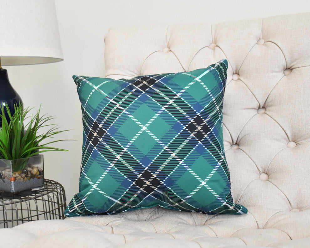 Mad for Plaid 20" Navy Blue Holiday Print Decorative Throw Pillow