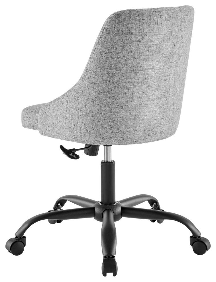 Computer Desk Swivel Tufted Chair, Fabric, Black Gray, Modern, Home Office