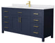 66" Single Bathroom Vanity, Dark Blue, White Cultured Marble Countertop, Sink
