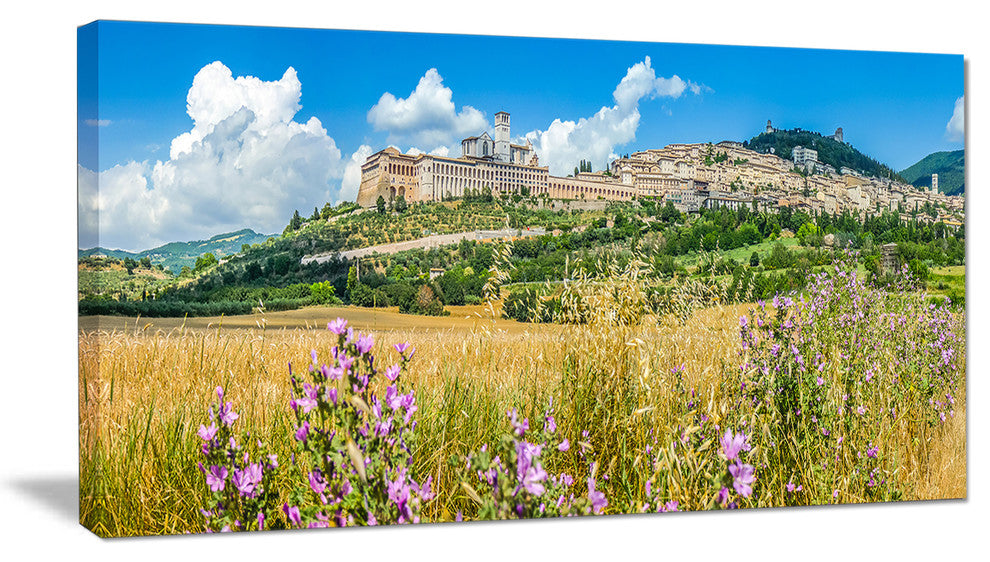 Ancient Town of Assisi Panorama, Landscape Canvas Art Print, 40x20