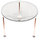 Zicatela Indoor/Outdoor Handmade Side Table, White Weave, Copper Frame
