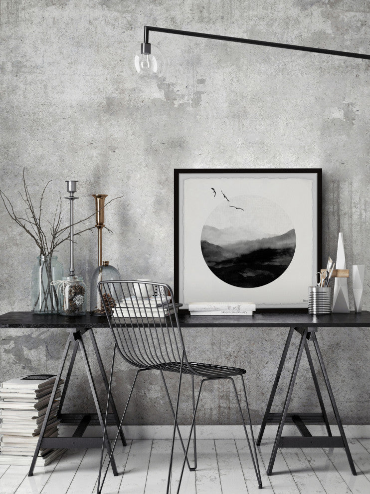 "Round Mountain Waves" Framed Painting Print, 12"x12"