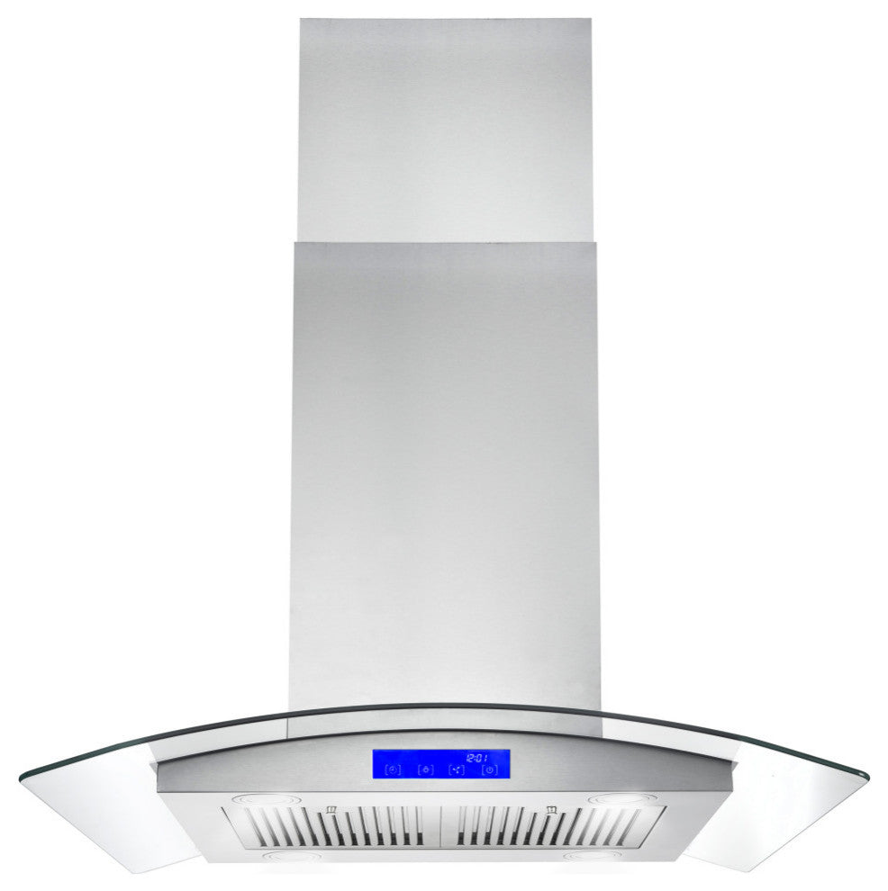 4PC Package with 30" Gas Range, 30" Island Range Hood, Dishwasher & Refrigerator