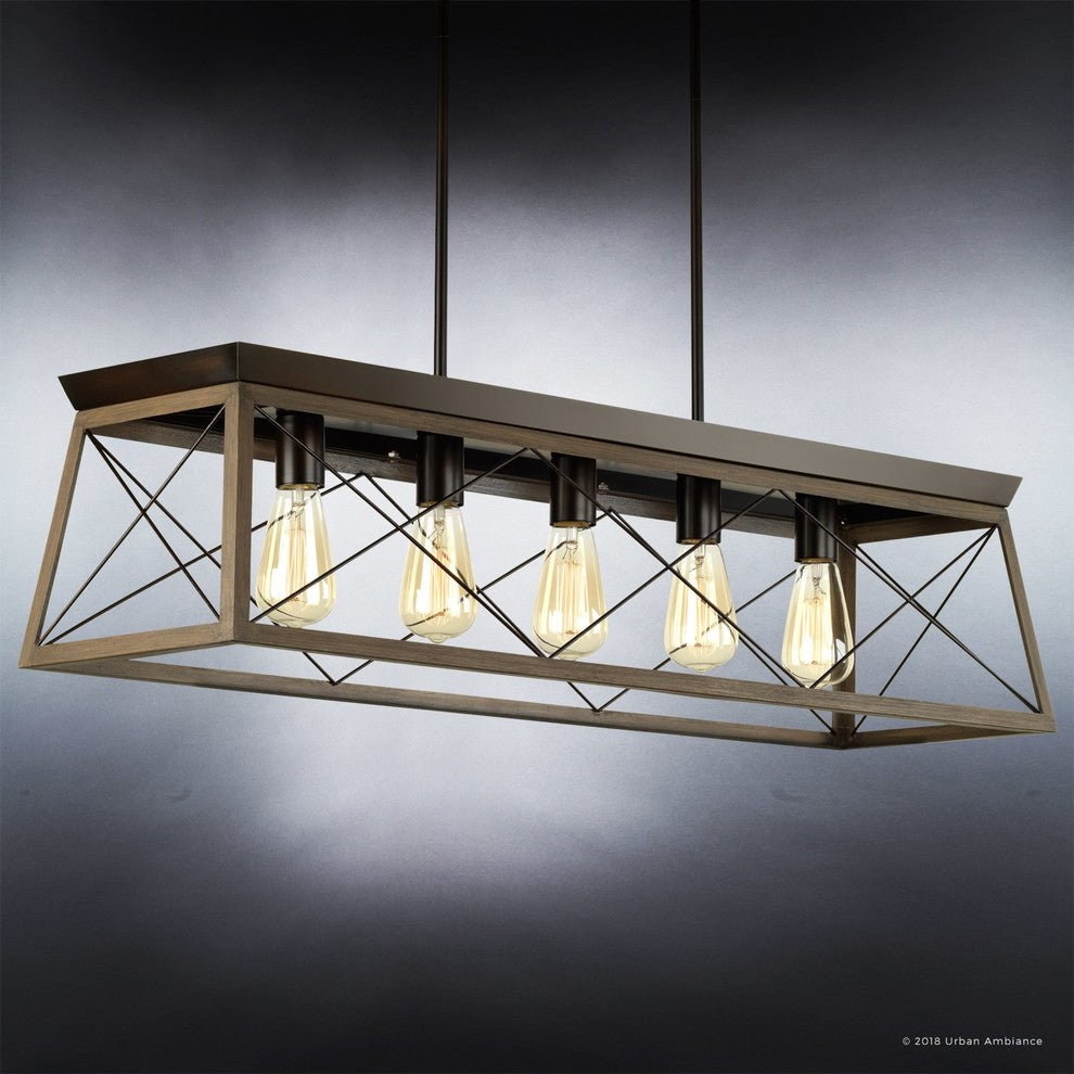 Luxury Industrial Island Chandelier, Berkeley Series, Olde Bronze