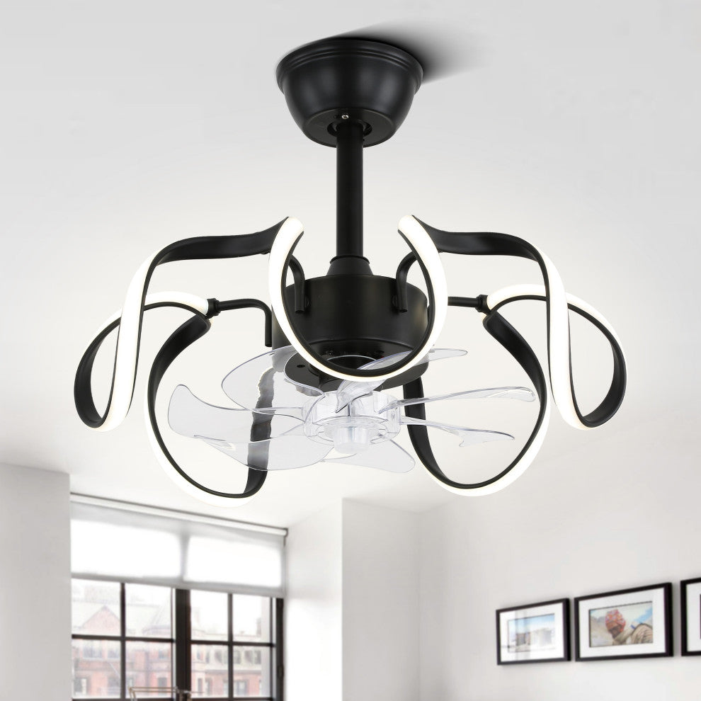 20 In Low Profile Ceiling Fan Dimmable Flush Mount Ceiling Lighting with Remote, Black