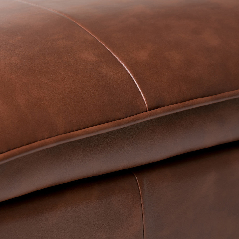 Emily Storage Ottoman, Velvet Fabric, Cognac