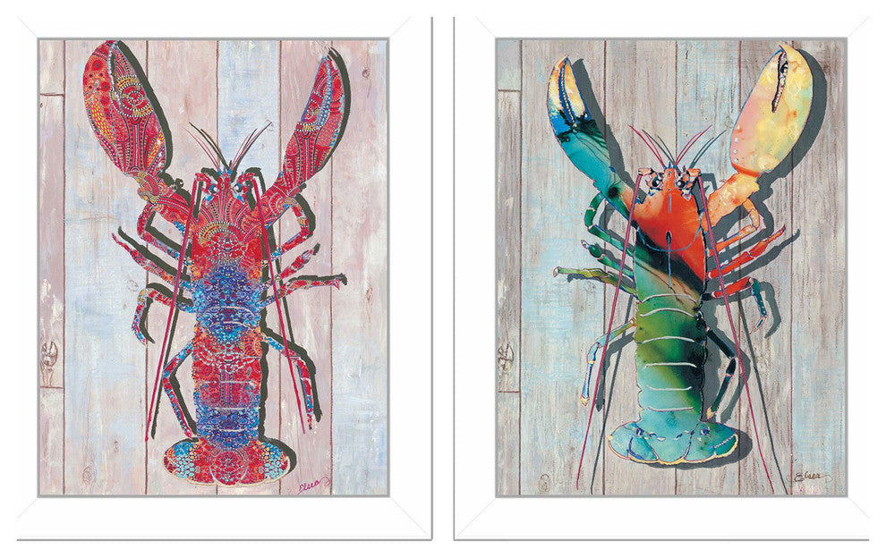 "Lobster" Collection By Sear, Printed Wall Art, Ready To Hang, White Frame