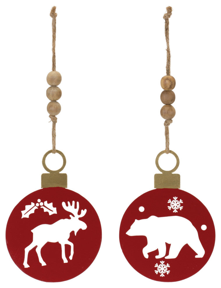 Metal Cut Out Bear and Moose Ornament, 12-Piece Set