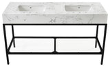 Marmo Bathroom Vanity, White, 60" Wide, Matte Black Finish