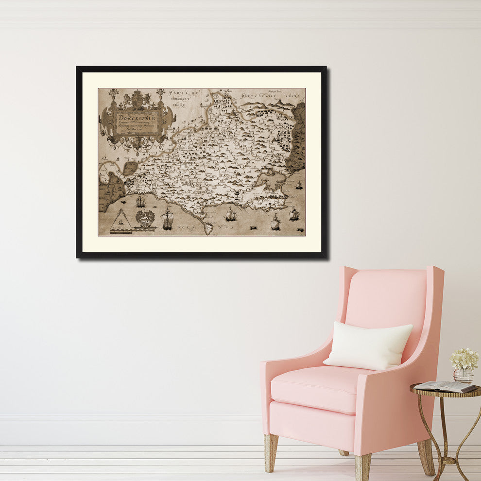 Atlas Of England & Wales Vintage Sepia Map Canvas Print, 28"x37"