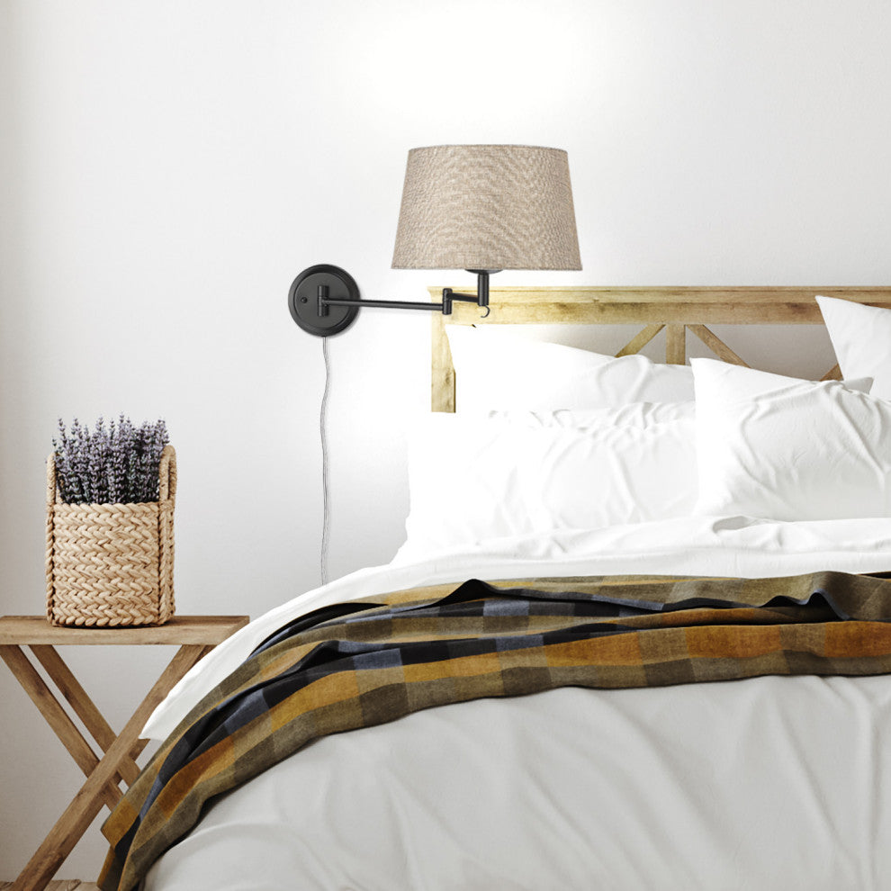 Eleanor 1 Light Articulating Wall Sconce With Natural Sisal Shade