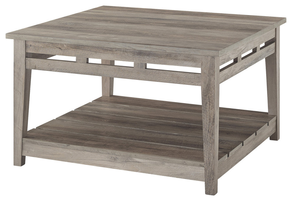 Parker 30" Farmhouse Square Coffee Table - Grey Wash