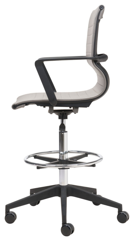 Computer Work Chair, Steel, Gray, Black, Chrome, Home Business Office