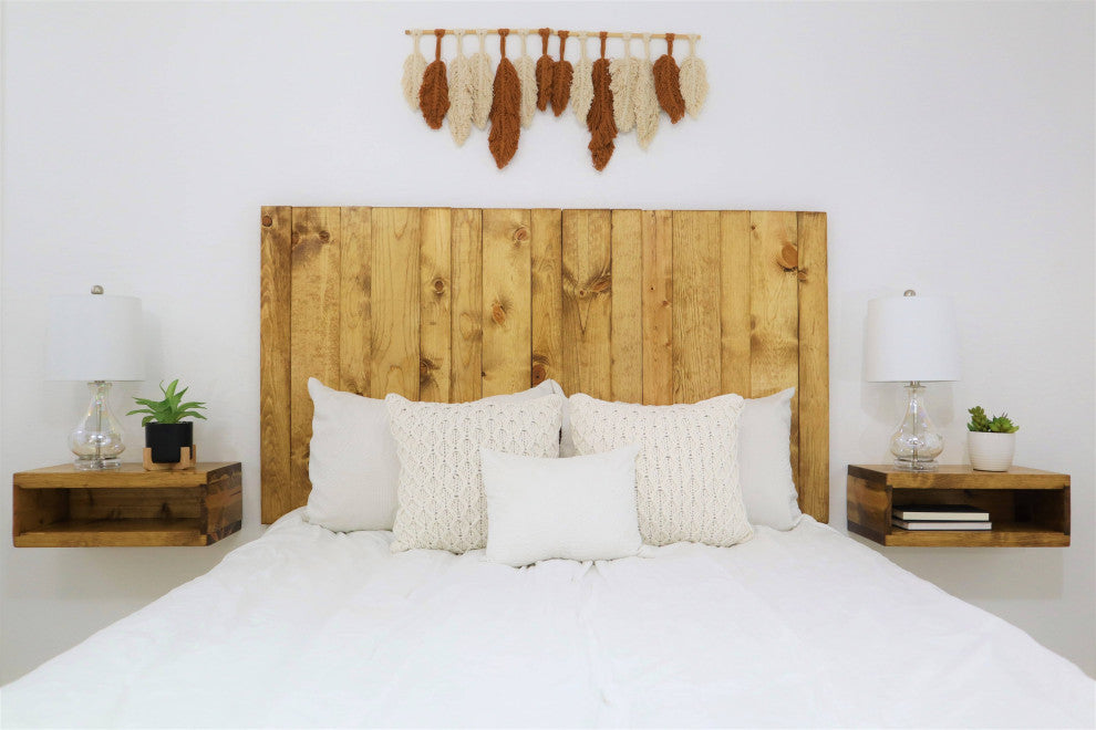 Handcrafted Headboard, Leaner Style, Golden Brown, Twin