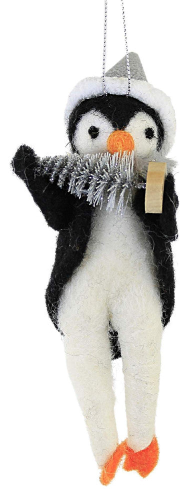 A Penguin Party - 2 Penguins 6.25 Inch, Felt - Birds Christmas Set Wo2850 Hat