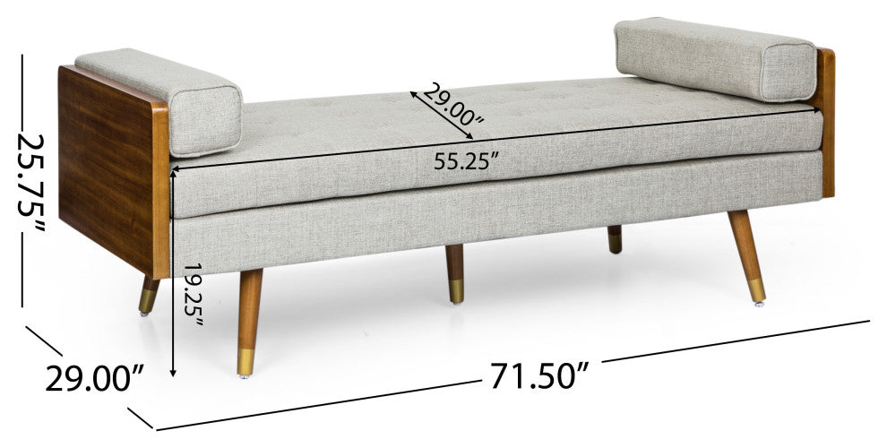 Tiltonsville Mid-Century Tufted Double End Chaise Lounge with Bolster Pillows