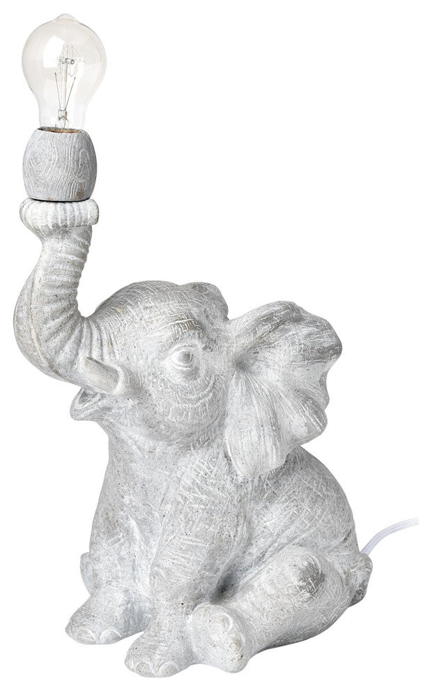 Graphite Resin Elephant Table Lamp