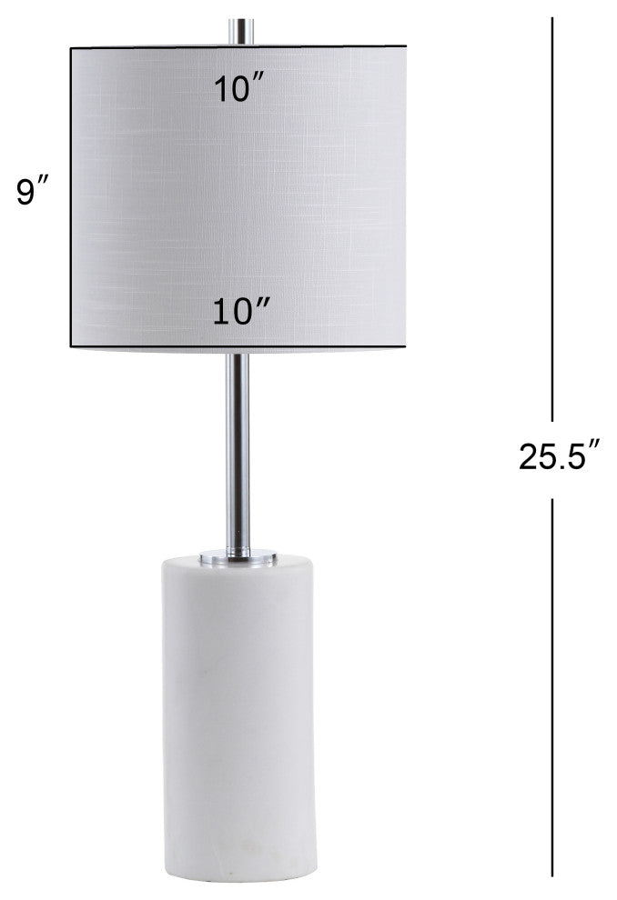 Aksel 25.5" Marble LED Table Lamp, White, Chrome