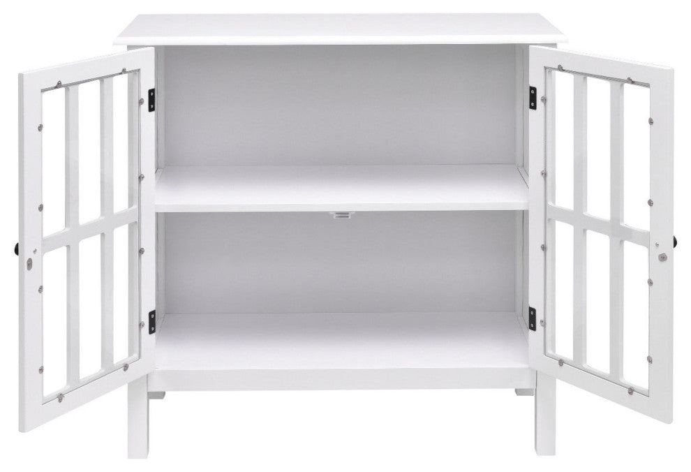 Costway Storage Buffet Cabinet Glass Door Sideboard Console Table Display White