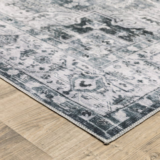 Celestia Machine Washable Medallion Indoor Area Rug, Charcoal, 7'6"x10'