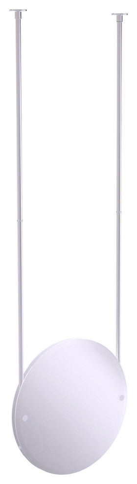 Frameless Round Ceiling Hung Mirror with Beveled Edge, Polished Chrome