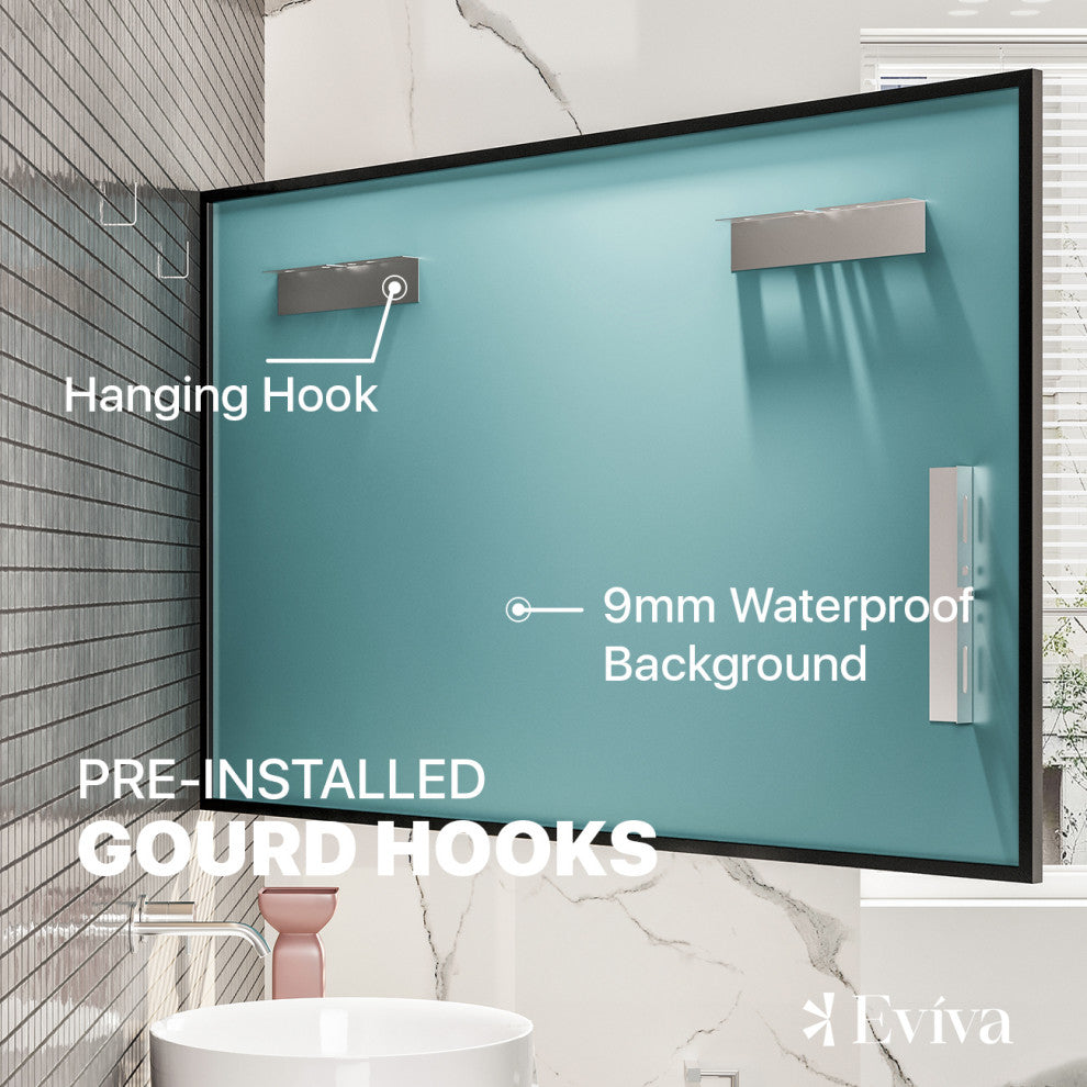 Eviva Black 48" x 30" Rectangular Black Metal Framed Mirror