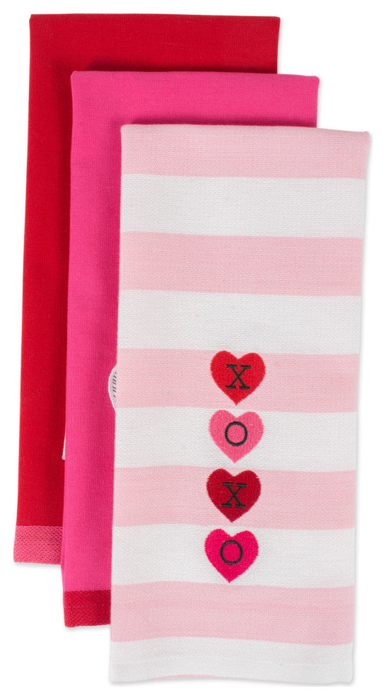 Asst Valentines Day Embroidered Dishtowels, Set Of 3