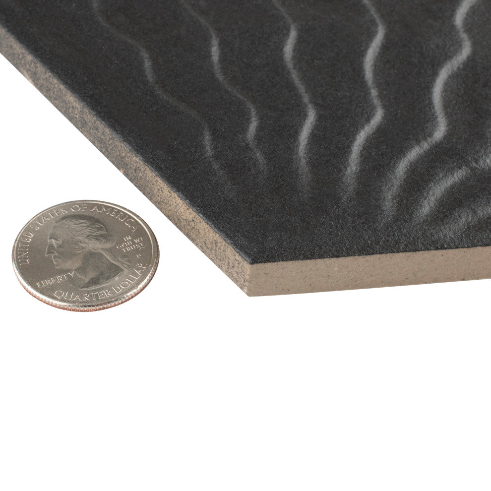 Gaudi Hex Porcelain Floor and Wall Tile, Black