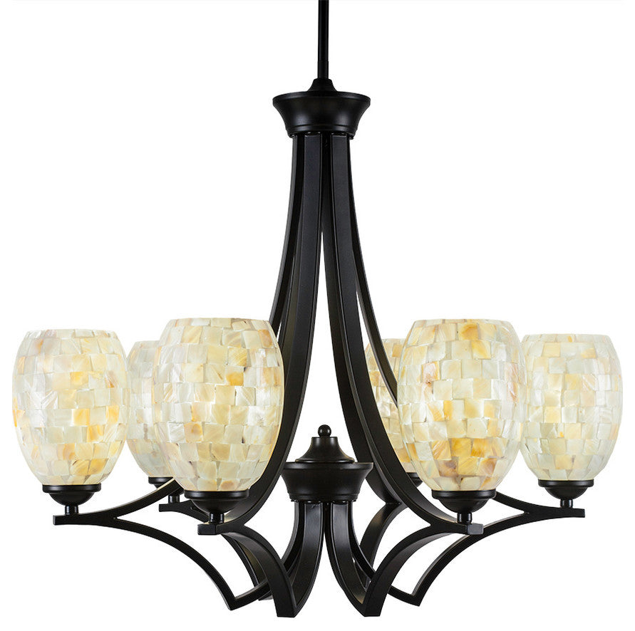 Chandeliers, 5" Ivory Glaze Seashell Glass