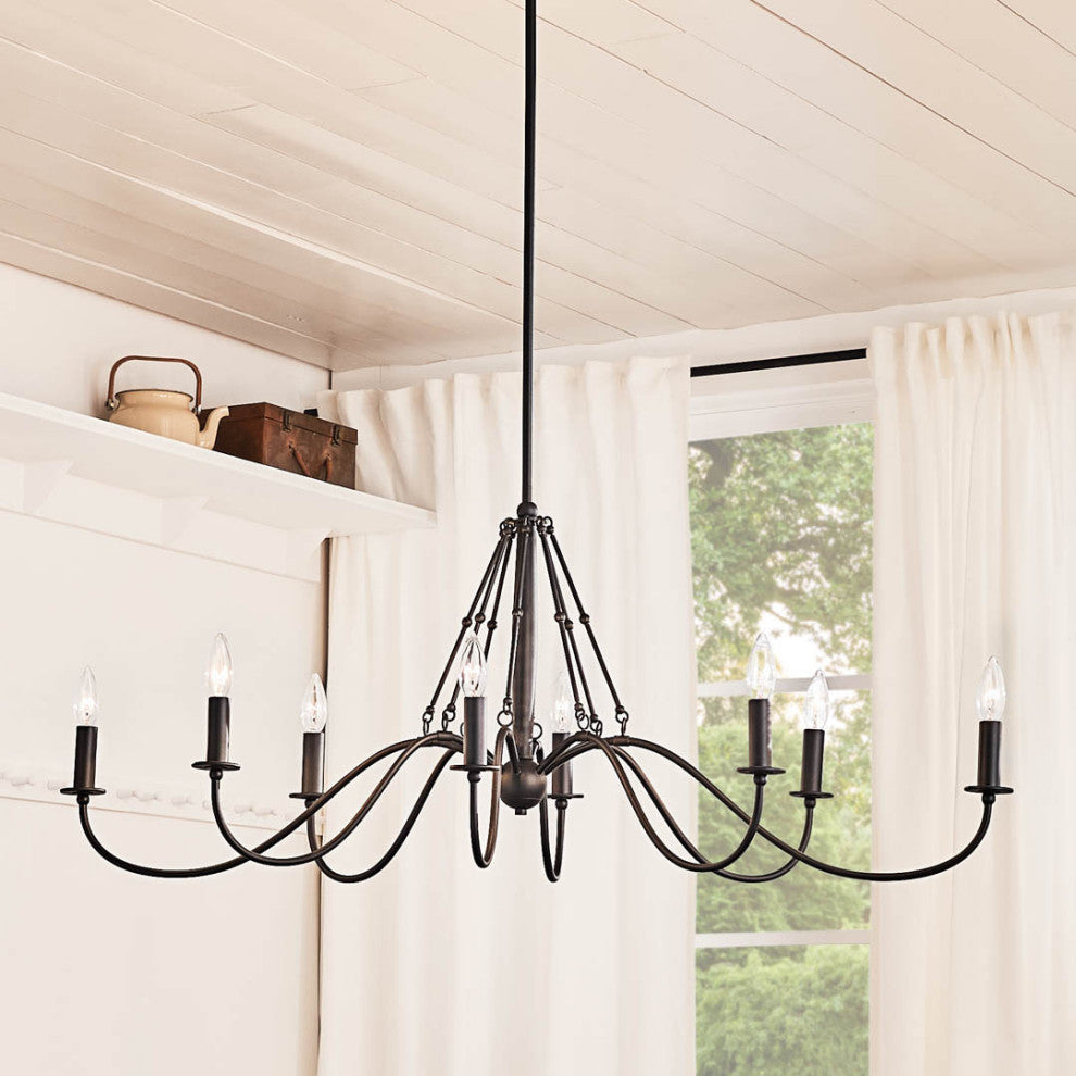Freesia 44.5" 8 Light Oval Chandelier, Textured Black