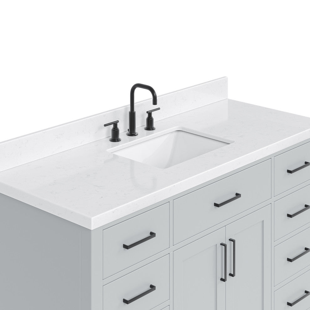 Ariel Hepburn 54" Single Rectangle Sink Vanity, Carrara Quartz