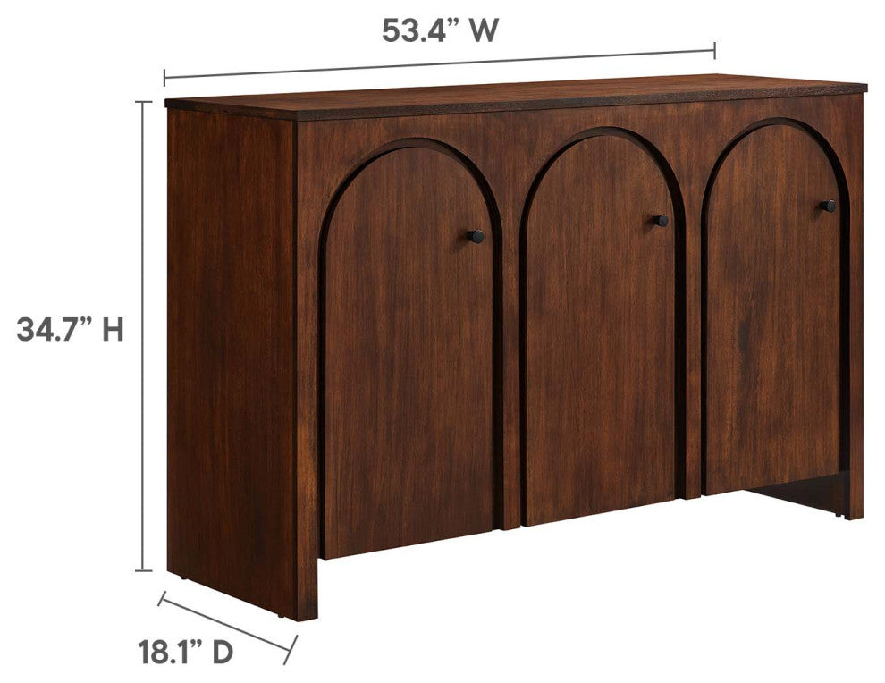 Appia 3-Door Arched Door Sideboard Storage Cabinet - Walnut
