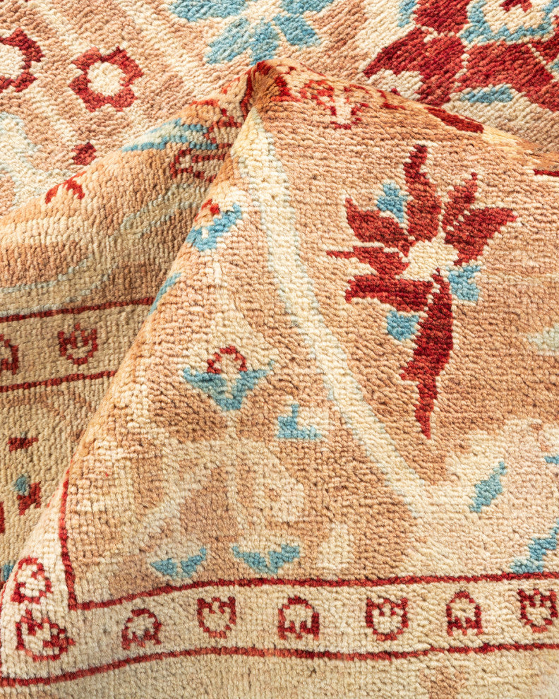 Eclectic, One-of-a-Kind Hand-Knotted Area Rug Yellow, 4'1"x6'2"