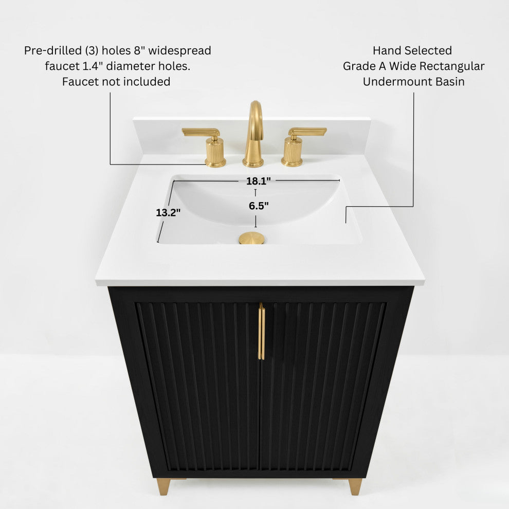 Turlington Bath Vanity Set, Black Oak, 24"