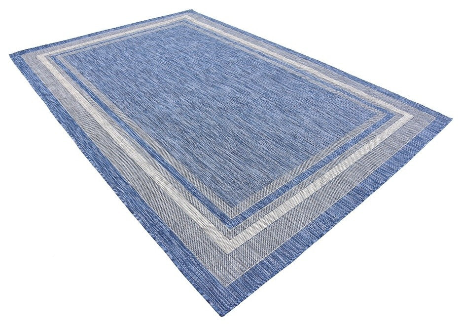 Unique Loom Blue Soft Border Outdoor 6' 0 x 9' 0 Area Rug