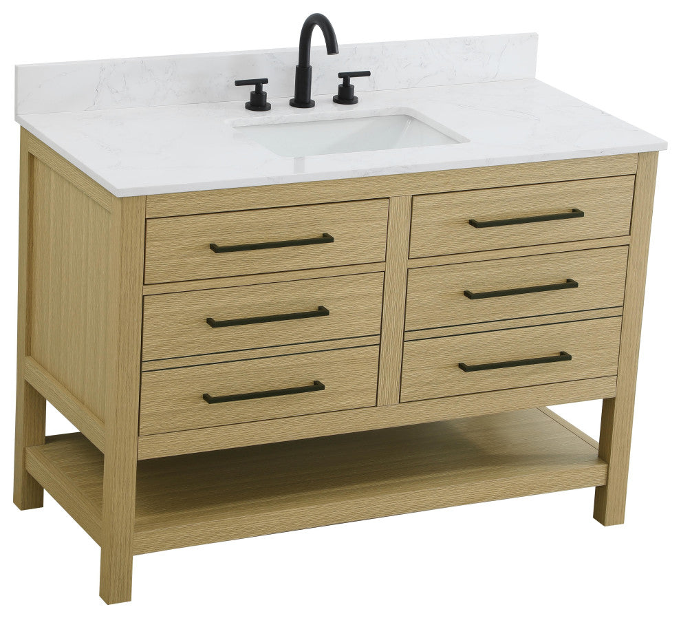 Home Living 48" Single Bathroom Vanity, Honey Brown With Backsplash