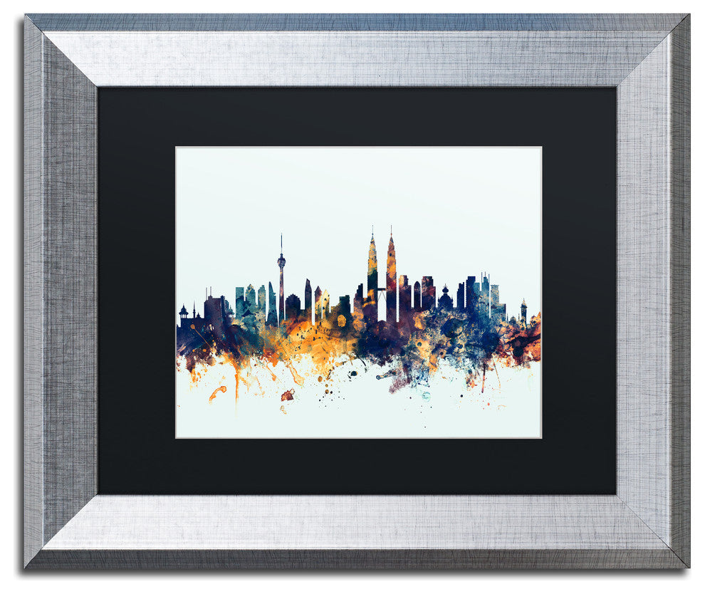 Michael Tompsett 'Kuala Lumpur Skyline Blue' Matted Framed Art, 11x14