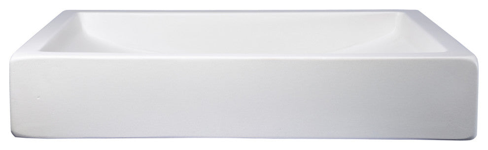 Eden Bath EB_N008WH 22-in. Shallow Wave Concrete Rectangular Vessel Sink - Whit